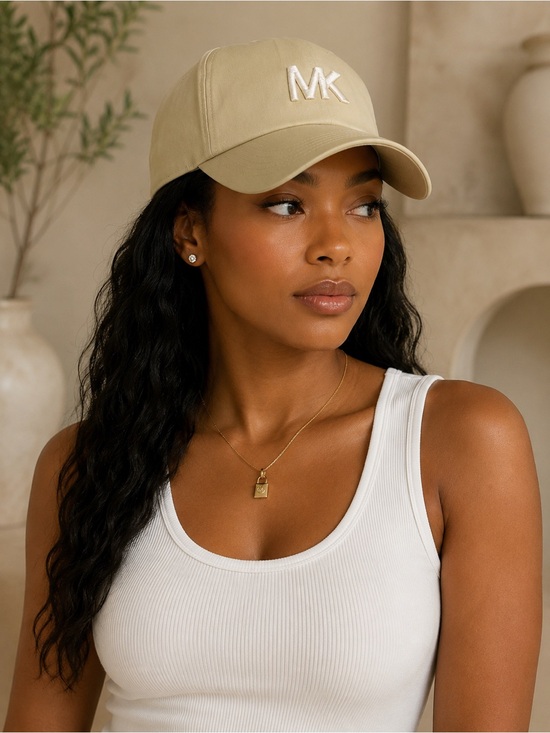 Michael Kors Accessories - Michael Kors Beige Logo Baseball Cap
